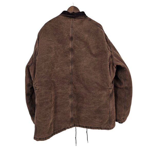 VTG Carhartt C26 Duck Arctic Coat XXL Tall Dark Brown Canvas Corduroy Union USA - Picture 3 of 12
